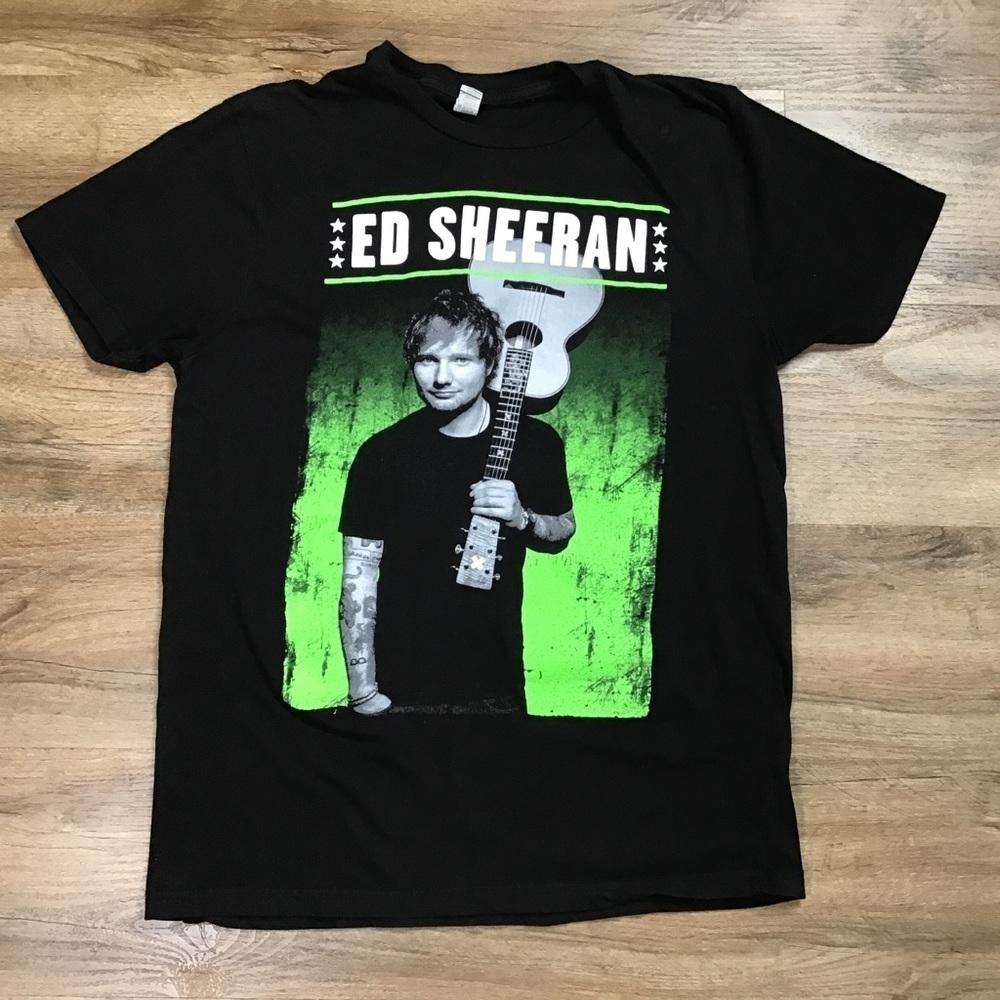 Ed Sheeran T-Shirt Size L Graphic Concert Tour 2015 Soft Knit Tee Black …
